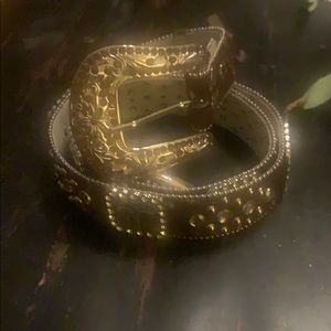 Cowhide Bling Cross Belt